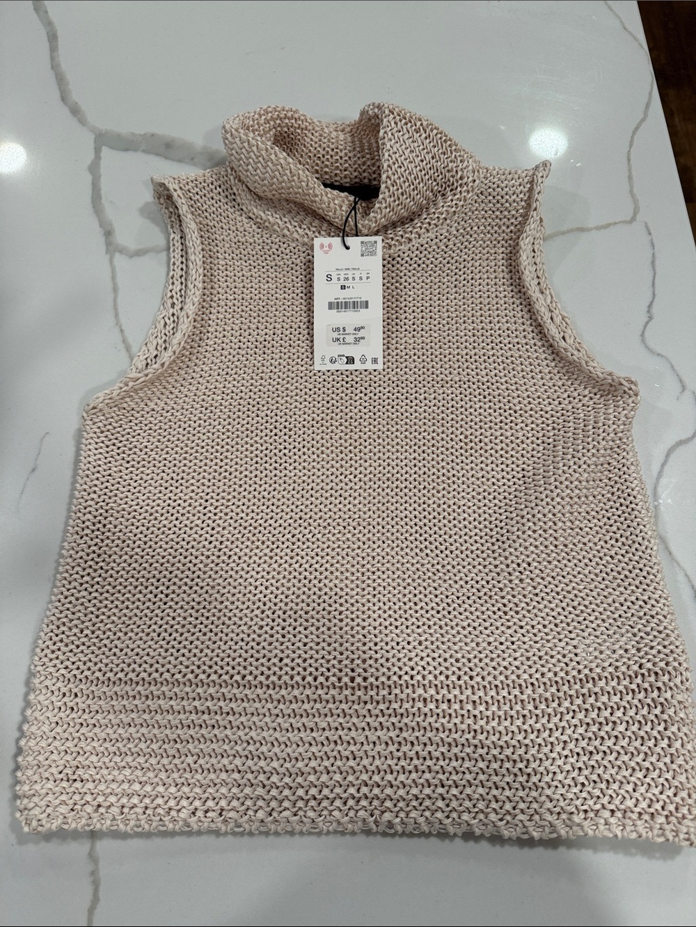 Zara Sleeveless Turtleneck Tank - Cream